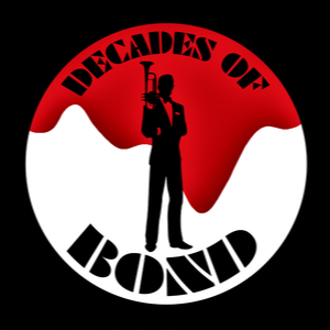 A silhouette of a man wearing a tuxedo and holding a trumpet. Text reads: Decades of Bond.