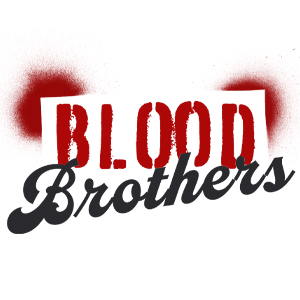 The words 'Blood Brothers' stylised in spraypaint.