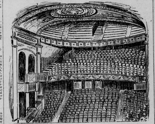 A drawing of the Grand Theatre's main stage seating from 1908