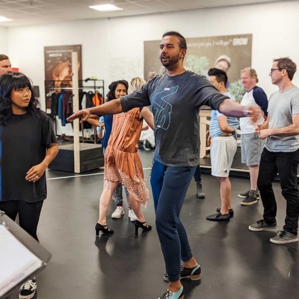 The cast of Grand Ghosts in rehearsal. Photo by Caitlin Core.