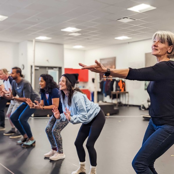 The cast of Grand Ghosts in rehearsal. Photo by Caitlin Core.