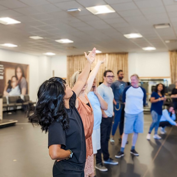 The cast of Grand Ghosts in rehearsal. Photo by Caitlin Core.