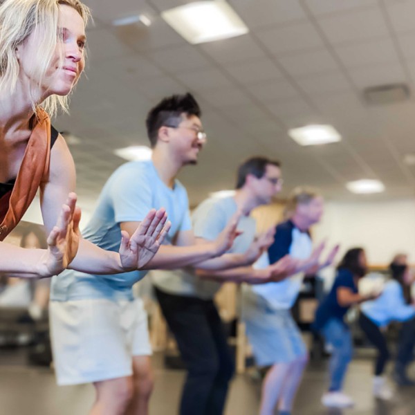 The cast of Grand Ghosts in rehearsal. Photo by Caitlin Core.