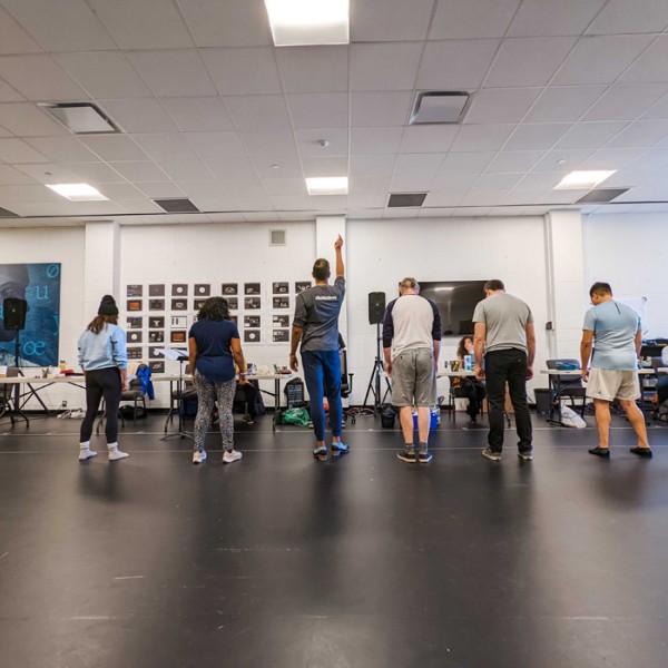 The cast of Grand Ghosts in rehearsal. Photo by Caitlin Core.