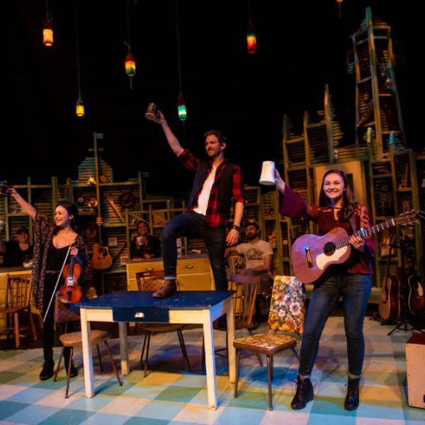 Pictured (L to R): Celia Owen, Ian Sherwood, and Malia Rogers | Photo by: Stoo Metz | Lighting Designer: Vicky Williams | Set Designer: Andrew Cull