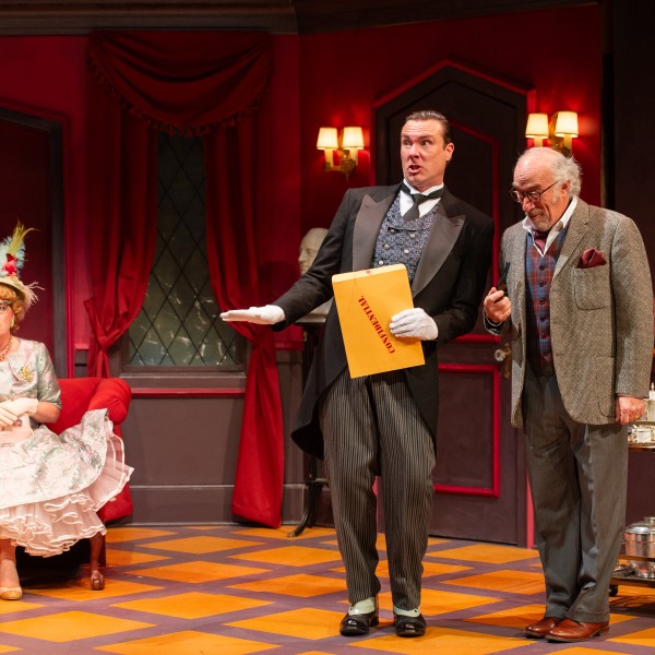 Pictured (L to R): Sharon Bajer, Jesse Gervais and Derek Scott. Directed by Dennis Garnhum. Set & Costume Design by Brian Perchaluk. Lighting Design by Kevin Lamotte. Photo by Dylan Hewlett.