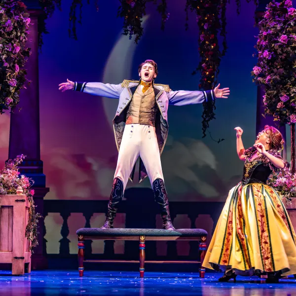 Pictured: Company Members in Disney’s Frozen. Director – Rachel Peake. Musical Director – Alexandra Kane. Choreographer – Ainsley Hillyard. Music Supervisor – Steven Greenfield. Set & Costume Designer – Cory Sincennes. Projection Designer – Amelia Scott. Lighting Designer – Jareth Li. Sound Designer – Owen Hutchinson. Stage Manager – Kelly Luft. Photography by Dahlia Katz. 