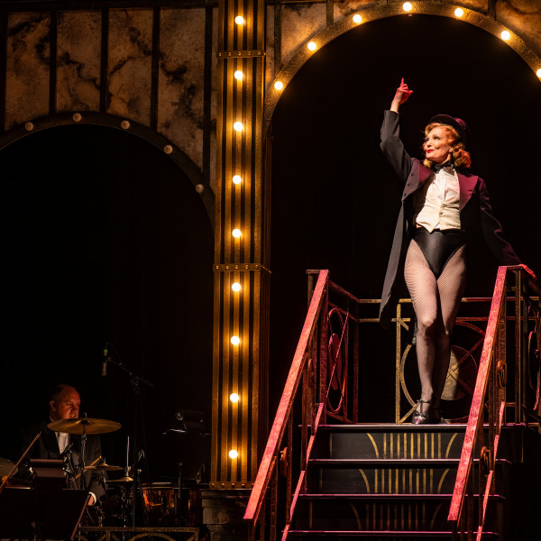 Pictured: Terra C. MacLeod in Piaf/Dietrich at the Grand Theatre. Rachel Peake – Director. Mary Ancheta – Music Director. Genny Sermonia – Choreographer. Lorenzo Savoini – Set Designer. Ming Wong – Costume Designer. Michelle Ramsay – Lighting Designer. Emily Porter – Sound Designer. Suzanne McArthur – Stage Manager. Photography by Dahlia Katz. 