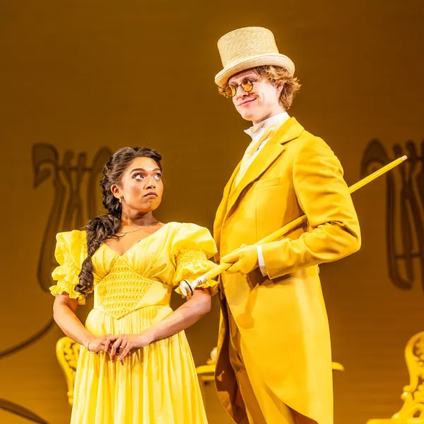 Company members in The Importance of Being Earnest at the Grand Theatre. Alistair Newton – Director. Stephen Ingram – Music Director. George Absi – Choreographer. Michelle Tracey – Set Designer. Judith Bowden – Costume Designer. Siobhán Sleath – Lighting Designer. Olivia Wheeler – Sound Designer. Michael Hart – Stage Manager. Photography by Dahlia Katz. 