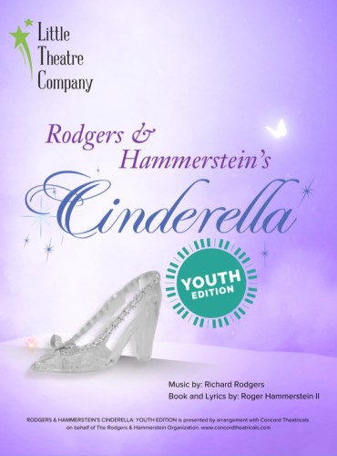 A glass shoe is in the foreground, under the title 'Cinderella - Youth Edition'.