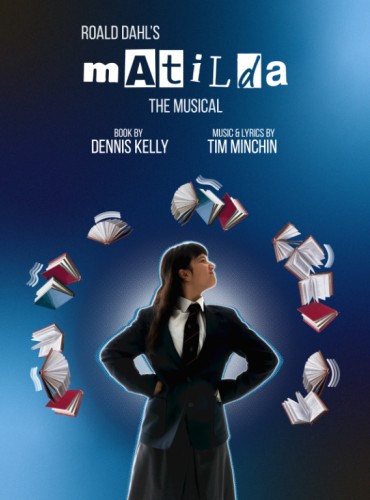 A girl wearing a school uniform stands with her hands on her hips, a number of books hovering around her.